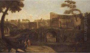Rome, A View Of The Colosseum With The Forum Beyond