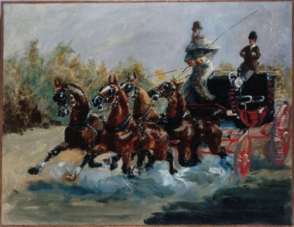 Alphonse de Toulouse-Lautrec Driving His Four-in-Hand - view 1