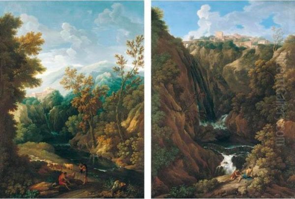 A Classical Landscape With Shepherds Beside A Waterfall, Said To Be A View Of Tivoli - view 1