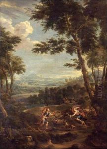 Atalanta And Meleager Hunting The Calydonian Boar by Jan Frans Van Bloemen (Orizzonte)