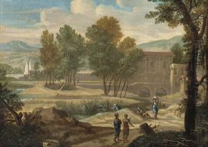 A Classical Landscape With Figures On A Path, A Villa Beyond