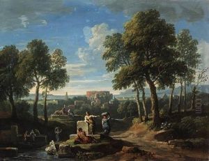 A Classical Landscape With Figures By Ruins by Jan Frans Van Bloemen (Orizzonte)