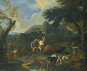 An Italianate Landscape With Women Carrying Water From A Well An Italianate Landscape With Women Carrying Water From A Well
