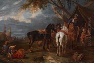 Militarisches Feldlager by Pieter van Bloemen