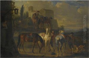 A Cavalry Party Halted Before An Inn