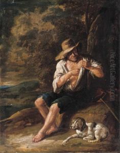 A Shepherd With His Dog by Pieter van Bloemen