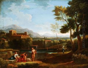 Italienische Landschaft Mit Ortsansicht Und