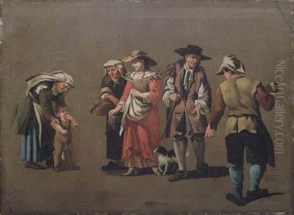 A Group Of Peasants - A Study - view 1