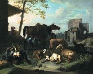 Pastorello Al Riposo Con Gli Armenti