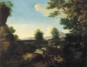 Pastore Con Armenti In Un Paesaggio Laziale