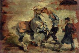 Horse Fighting His Groom