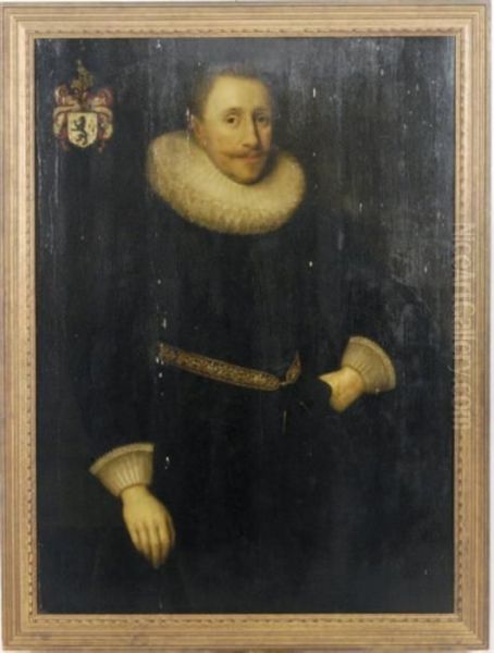 Portrait Of A Gentleman,
Three-quarter Length, Wearing Blackcostume With A Lace Ruff Collar - view 1
