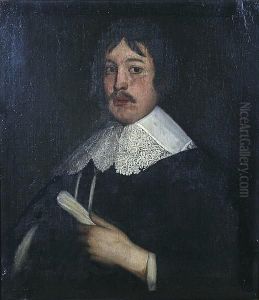 A Portrait Of A Gentleman Wearing White Lace Collar And Dark Jacket, Bust Length