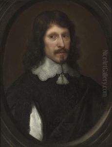 Portrait Of A Gentleman, 
Bust-length, In A Black Doublet With Slashed Sleeves And A Black Cloak, 
In A Feigned Oval