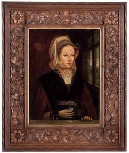 Portrait Einer Jungen Dame Mit Blume by Joos Van Cleve