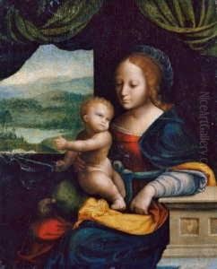 Nachfolge

 Madonna Mit Kind.

 Ol Auf Holz. H 37,5; B