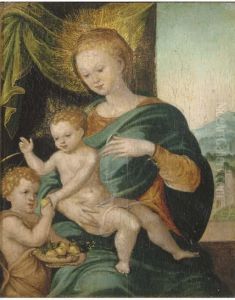 The Virgin And Child With Saint John The Baptist by Joos Van Cleve