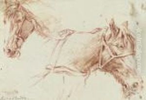 Two Studies Of The Head Of A Horse