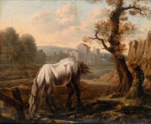 Landskap Med Vit Hast by Adrian Van De Velde