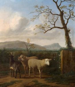 Pastoralt Landskap Med Far Och Get by Adrian Van De Velde