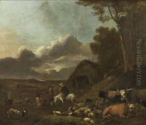 Hirten Mit Herde. by Adrian Van De Velde