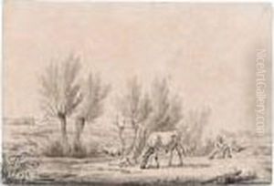 Landscape With Resting Shepherds And Their Flocks by Adrian Van De Velde
