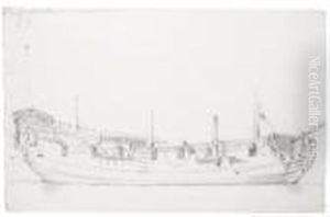 The English Sixth-rate Ship Portsmouth Viewed From The Starboardbeam by Willem van de, the Elder Velde