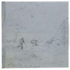 Figures On A Beach In A Storm