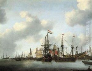 The Dutch Fleet In Harbour by Willem van de, the Elder Velde