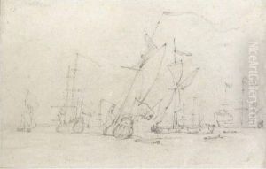 Shipping On A Calm Sea by Willem van de, the Elder Velde