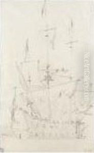 Study Of A Three-master by Willem van de, the Elder Velde