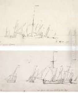 Segelschiffe Auf Offener See, Grosses Boot Links
Segelschiffe Auf Offener See, Grosses Boot Rechts by Willem van de, the Elder Velde