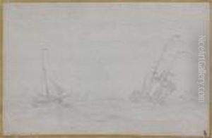 Trois Navires Par Mer Agitee
