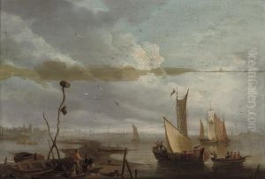Evening On The Scheldt by Willem van de, the Elder Velde