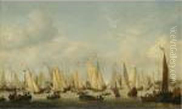The Dutch Yacht ?mary' And Other Vessels Off Amsterdam - view 1