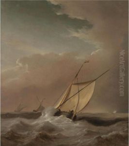 A Seascape With Ships In A Rough Sea by Willem van de, the Elder Velde