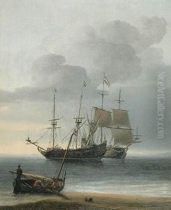 Zakotwiczone Zaglowce by Willem van de, the Elder Velde