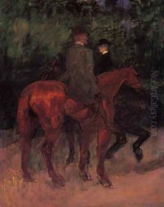 Man and Woman Riding through the Woods by Henri De Toulouse-Lautrec