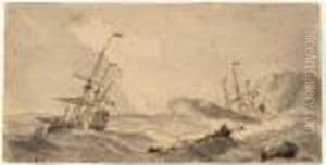 Shipping On A Rough Sea by Willem van de, the Elder Velde