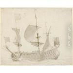 Study Of An English Three-master, Seen From The Port Side Study Of An English Three-master, Seen From The Port Side