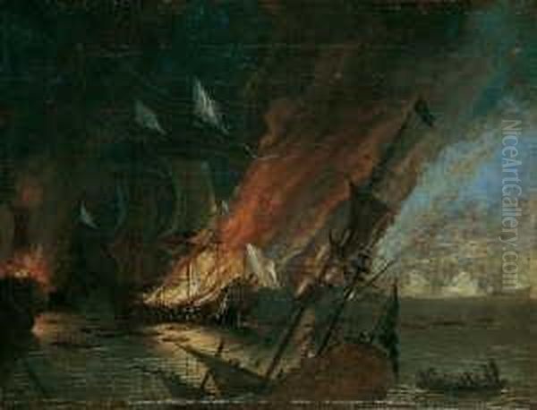 De D.j. , Zugeschrieben
Seegefecht Bei Sole Bay . Ol Auf Leinwand. H 25,5; B 33 Cm. Verso Auf
Dem Keilrahmen Ein Klebezettel Mit Der Aufschrift: "w. Van De Velde/sea
Fight - view 1