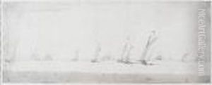 Shipping On A Light Sea, With The Artist's Boat In The Foreground Shipping On A Light Sea, With The Artist's Boat In The Foreground