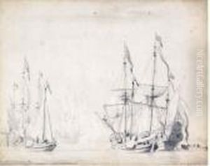 A Frigate At Sea by Willem van de, the Elder Velde