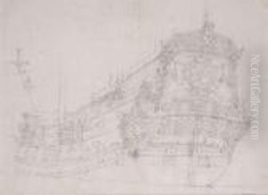 Ornamental Design For The Stern Of A Dutch Warship by Willem van de, the Elder Velde