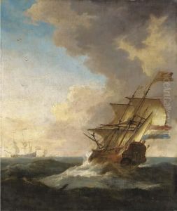 A Dutch Frigate Sailing In A Fresh Breeze, Other Ships Beyond
