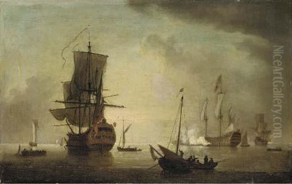 Two British Man-o-war In Still Waters - view 1