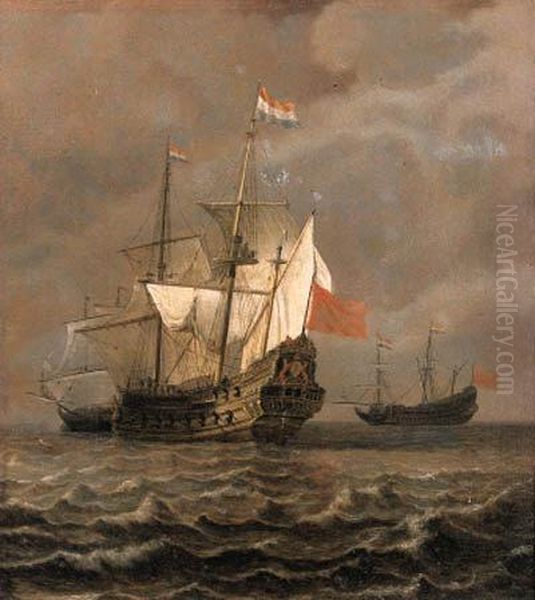 An Amsterdam Man-o'-war At Sea, As A Storm Approaches - Afragment - view 1