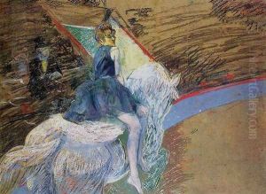 At The Cirque Fernando Rider On A White Horse by Henri De Toulouse-Lautrec