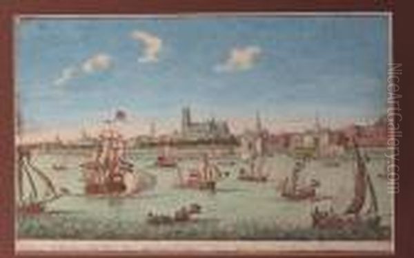 Men-o'-war In A Calm, Rowing Boats In The Foreground - view 1