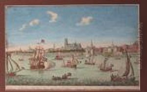 Men-o'-war In A Calm, Rowing Boats In The Foreground thumbnail